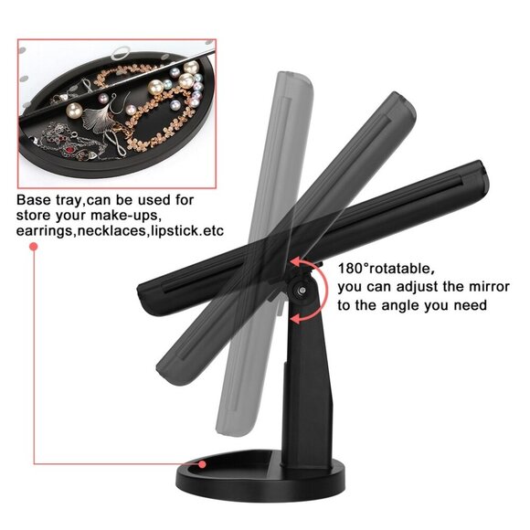 Tri-Fold Lighted Vanity Makeup Mirror 22 LED Touch Dimmable 1X 2X 3X Magnifying - Picture 5 of 15